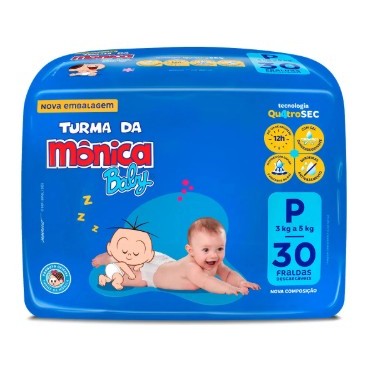 Fralda Descartável Turma da Mônica Baby P - 30 Unidades