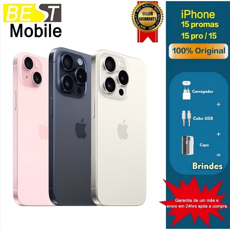 Celular iPhone 15/ 15 Pro/ 15 Pro Max 128gb/ 256gb 5g ORIGINAL + NF Produto de e