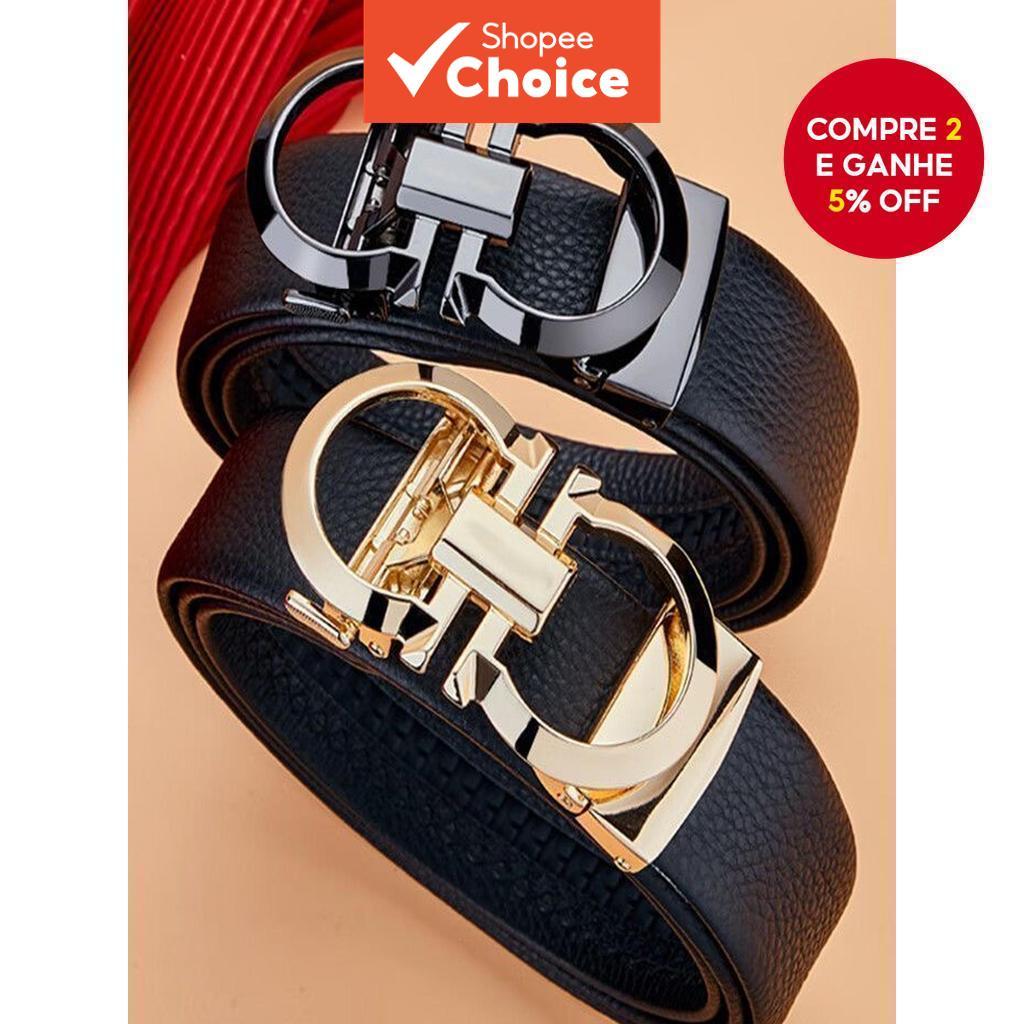 Cinto Masculino De Couro PU Com Fivela Automática , Liga Durável , Ajustável , Casual , Para Homens , Uso Diário , Prese
