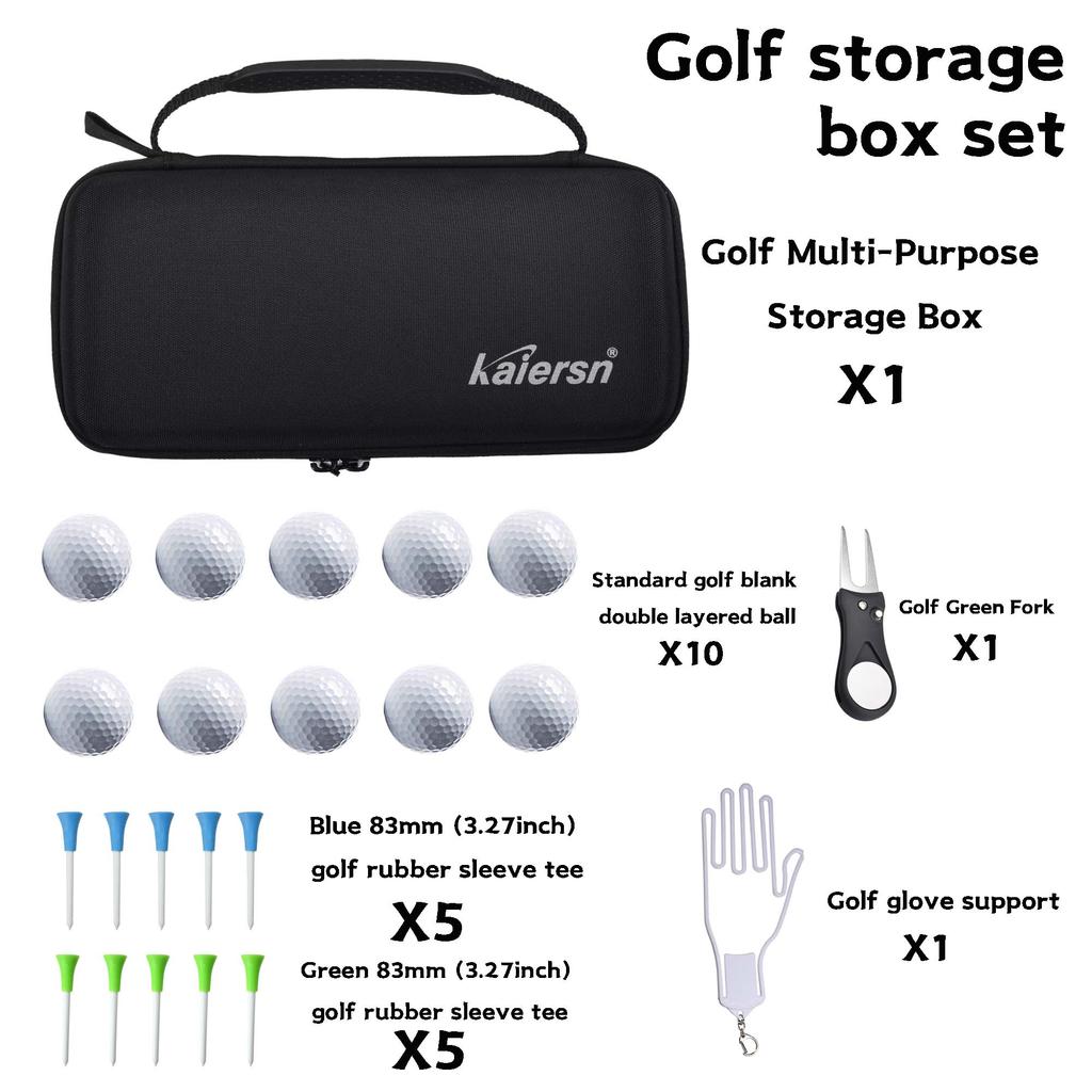 KAIERSN Conjunto multifuncional de caixa de luvas de golfe Caixa de luvas dez bolas Caixa de armazenamento de golfe de g