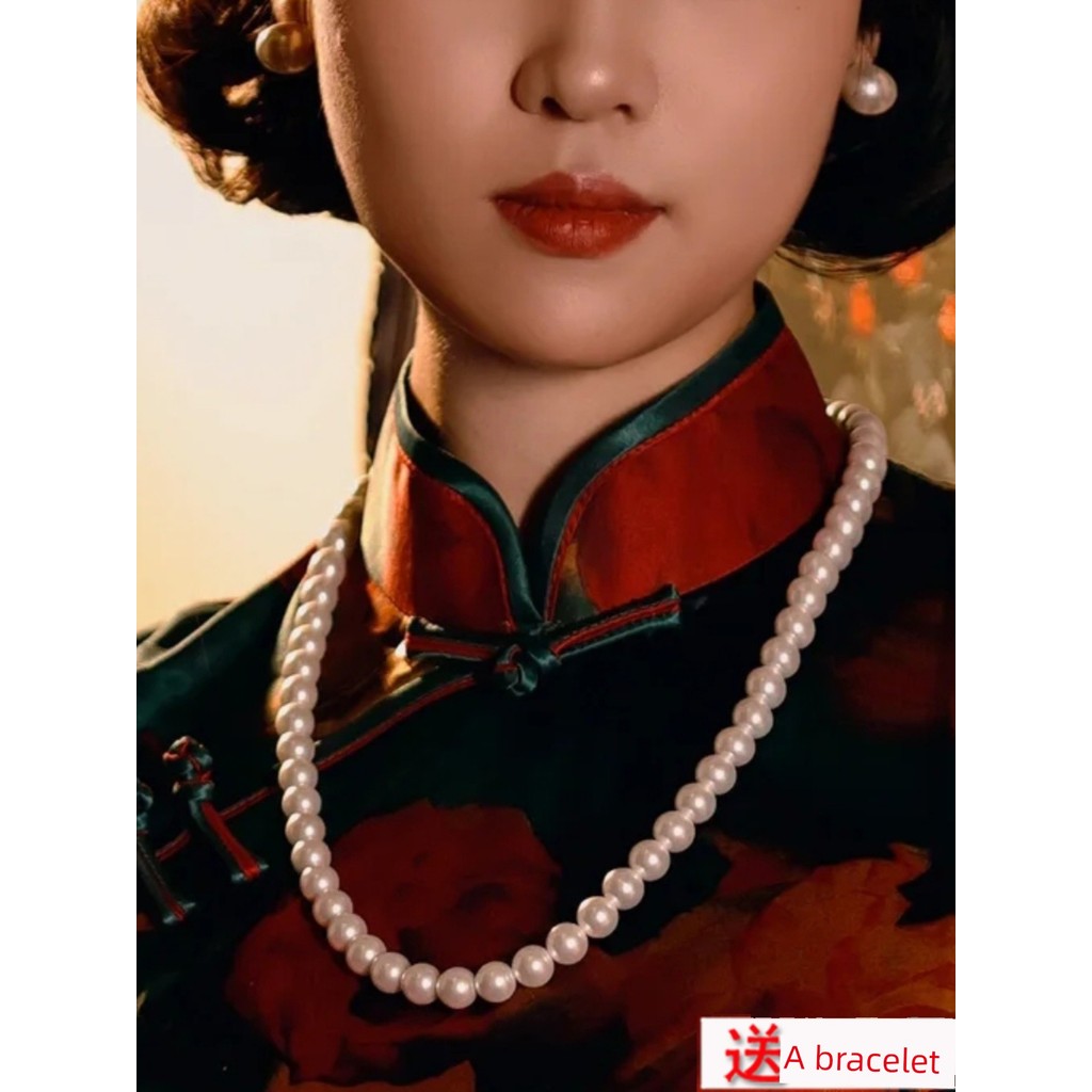 colar aço inoxidável colar femenino 60cm com Cheongsam pérola colar de comprimento médio colar jóias colar senhoras no