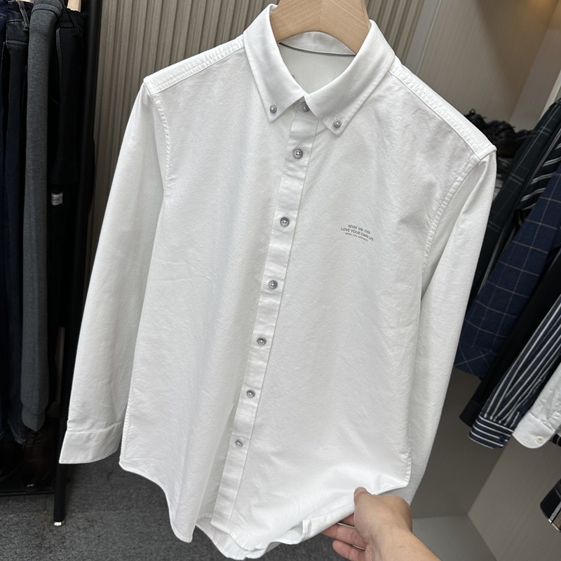 100 algodão retirada gabinete camisa branca masculina Casual All-Match primavera outono puro algodão jovem camisa branca