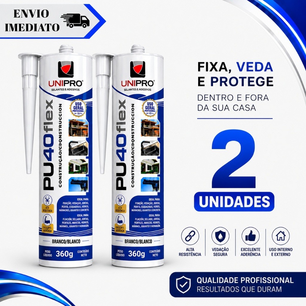 Kit 2 PU 40 Porfissional Adesivo De Construção 400g