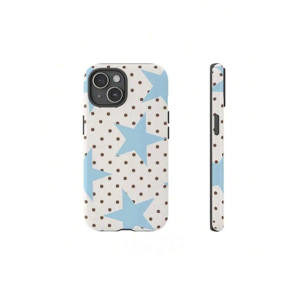 1 Peça Capa de Telefone Estampada com Bolinhas Fofas, Padrão de Estrelas com Bolinhas, Compatível com iPhone 17 Pro, 16,