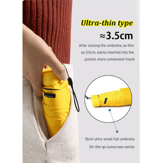 [Proteção Solar Preta] 6-Fold Umbrella/Capsule Umbrella/Pocket Umbrella [Portátil e Elegante/Perfeito para o Dia a Dia]