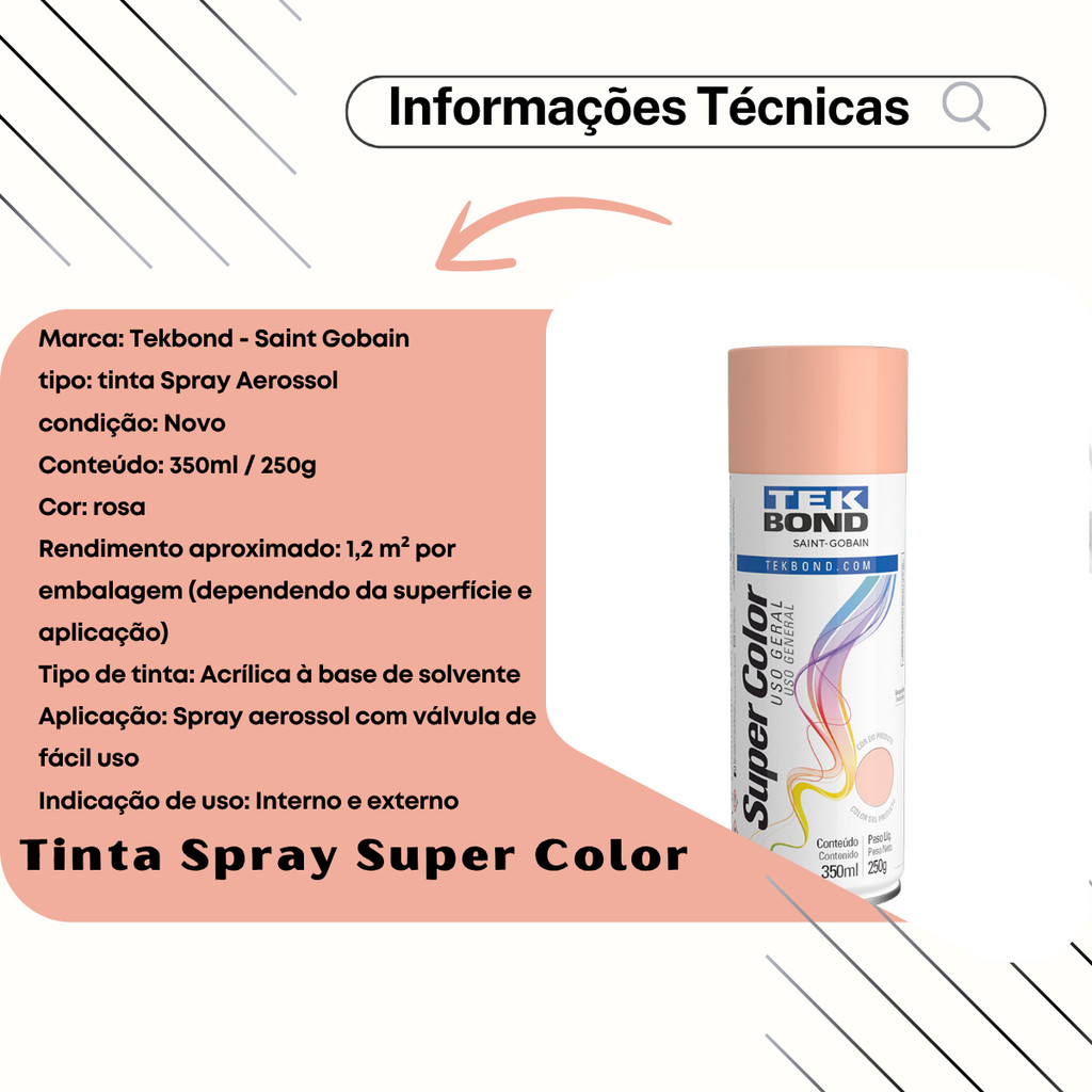 Tinta Spray Uso Geral Rosa 350ml Tekbond · foto 2