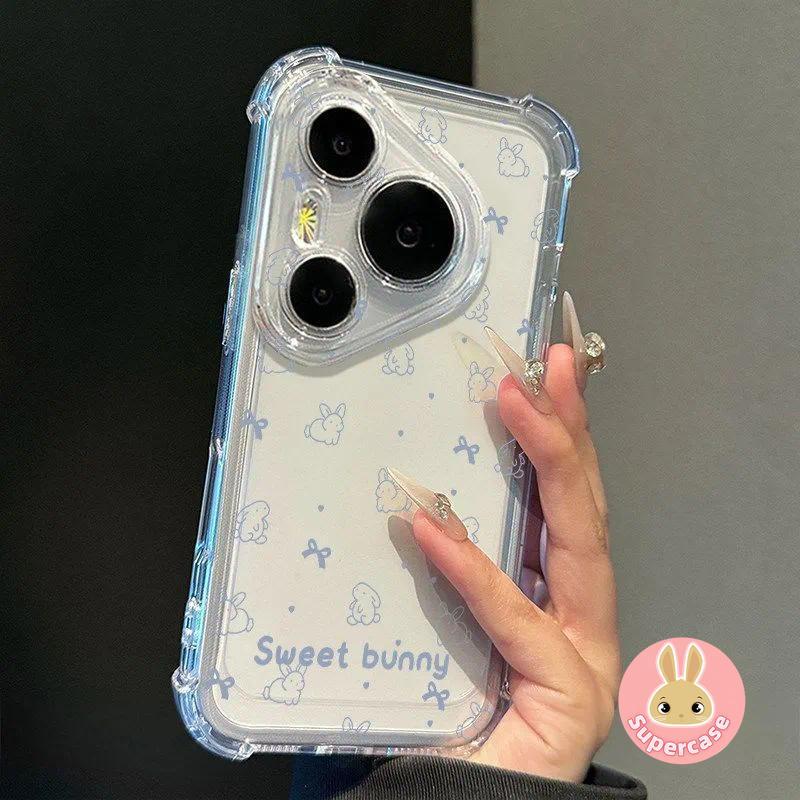Capa De Telefone Transparente De Quatro Cantos De Coelho Fofo Para Samsung Galaxy A40 A36 A35 A34 A33 A32 A31 A30 A30S A
