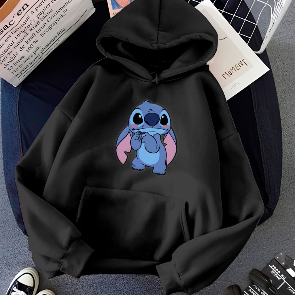 Moletom Canguru Masculino Estampado Stich Triste Infantil Feminino 100% Algodão Premium Reforçado