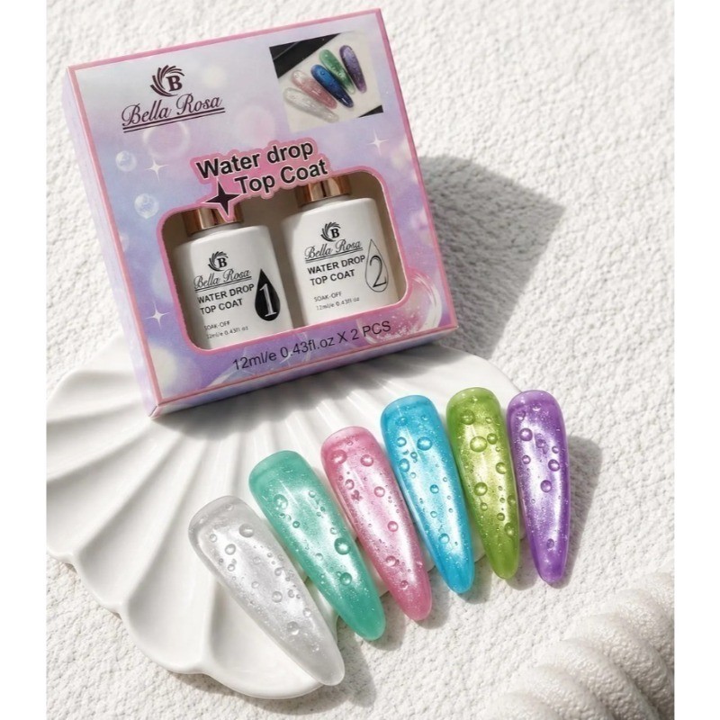 Top Coat Efeito Gota Agua Kit 2 Passos Water Drop Bella Rosa