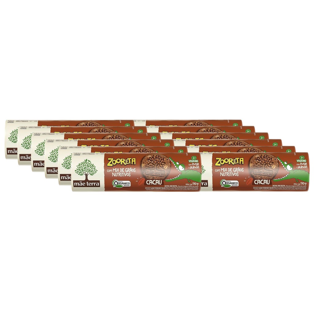 kit 6 Biscoito Orgânico Mãe Terra Zooreta Cacau 110G