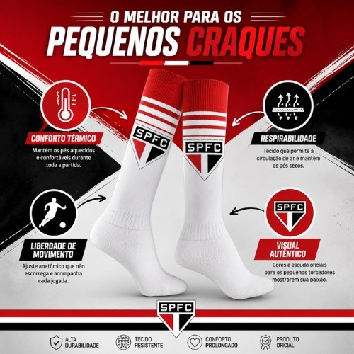 Meião Futebol Salão Campo Society São Paulo Infantil Juvenil