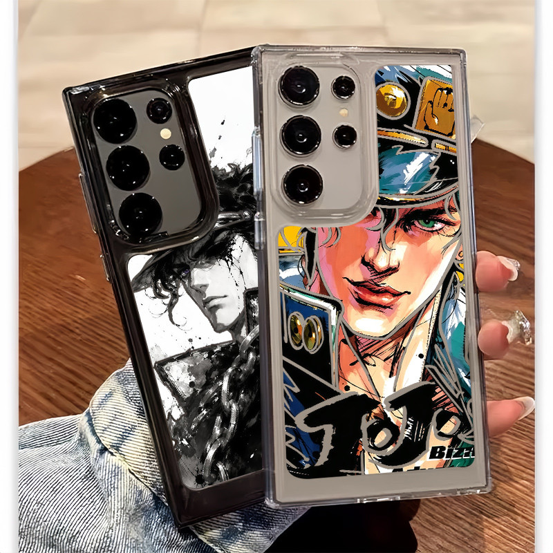 Para Samsung S26 S25 Ultra S24 S25FE A56 S24FE S23 " Jo " Jotaro Kujo " Capa Rígida Transparente S22 A17 A16 A15 A72 A53