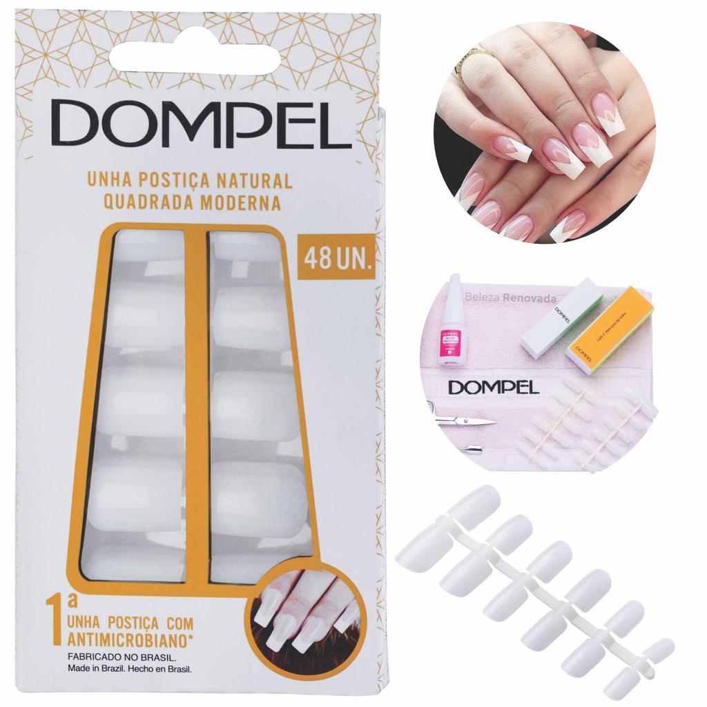 Kit Unhas Postiças Tips Moderna Alongamento Unhas C/ 48