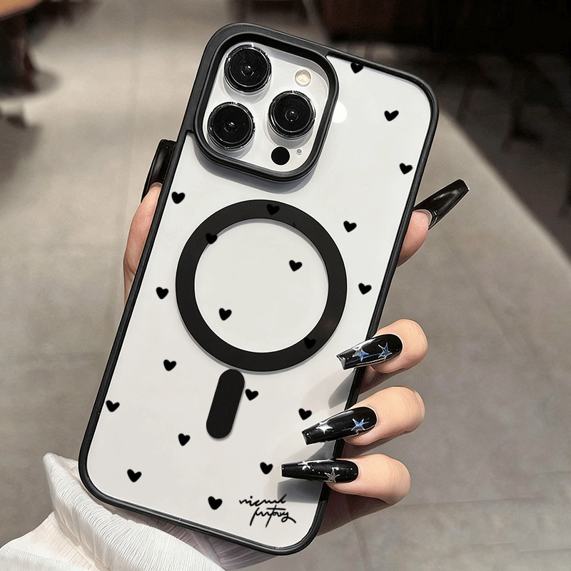 Capa De Telefone Para Samsung Galaxy A06 A16 A26 A36 A54 A55 A56 A57 A35 A07 A17 A37 Preto Amor Coração Clara