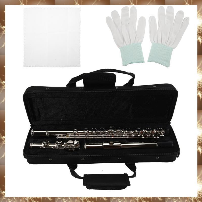 (Div 16 Buracos Abertos Fechados Chave C Flauta Transversal Profissional Instrumento Musical De Concerto Com Caixa Pano 