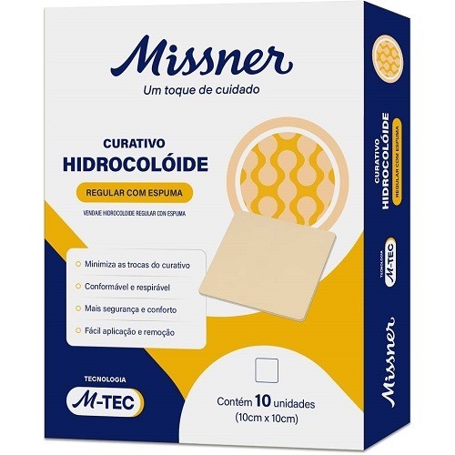 Curativo Hidrocoloide Com Espuma 10cm X 10cm A Unidade Missner