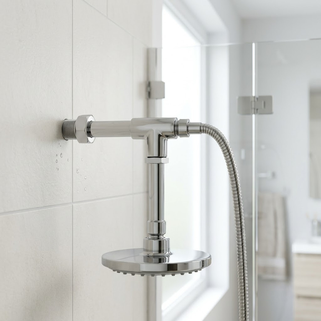 Desviador T Chuveiro Ducha Manual Parede Banheiro Metal Cromado Rosca 1/2 Polegada Fluxo Agua 1 Unidade · foto 2