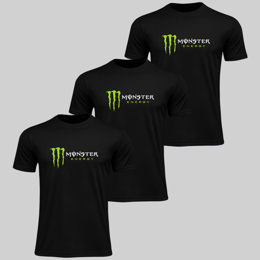 Kit 3 Camiseta Masculina Preta Monster Academia Caminhada Fitness Casual Confortável Treino SPD