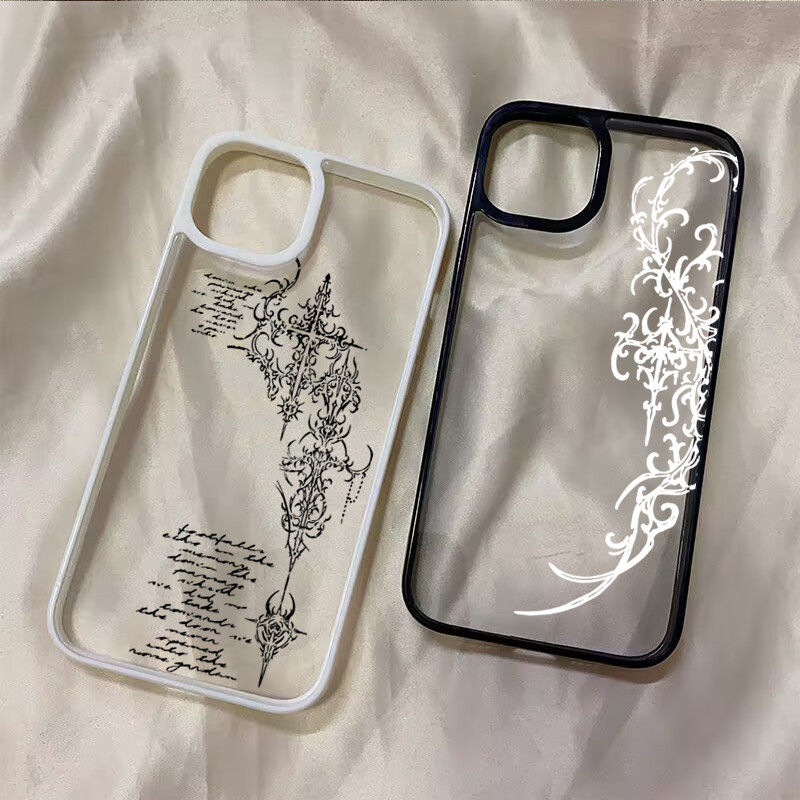 Gótico Cruz Videira Caso Claro Para Samsung Galaxy A56 A06 A36 A16 A55 A54 A53 A52 A35 A34 A32 A05 A15 A26 Capa