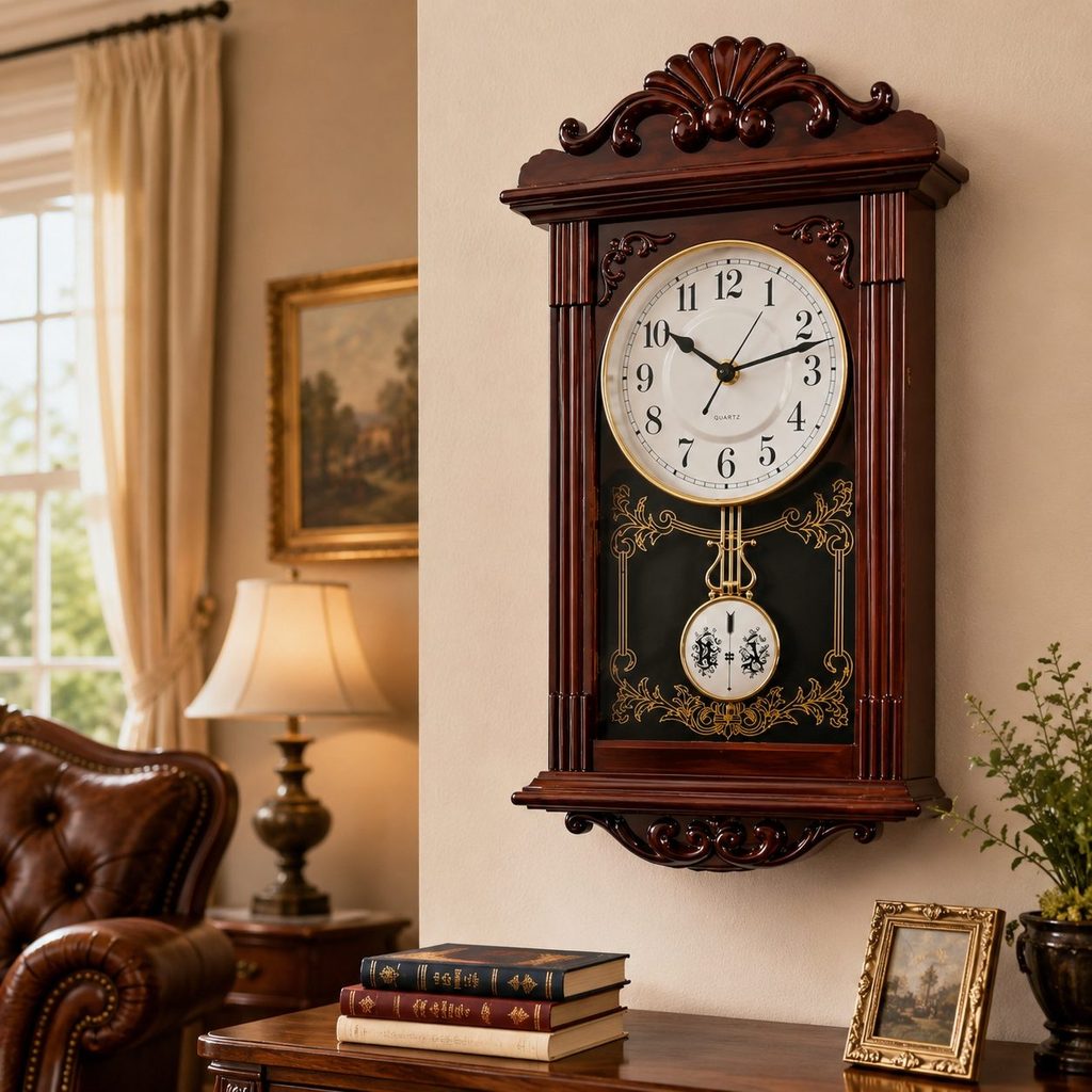 Relógio De Parede Vintage Retrô Com Pêndulo Decorativo – Clássico Luxo Para Sala Escritório Home