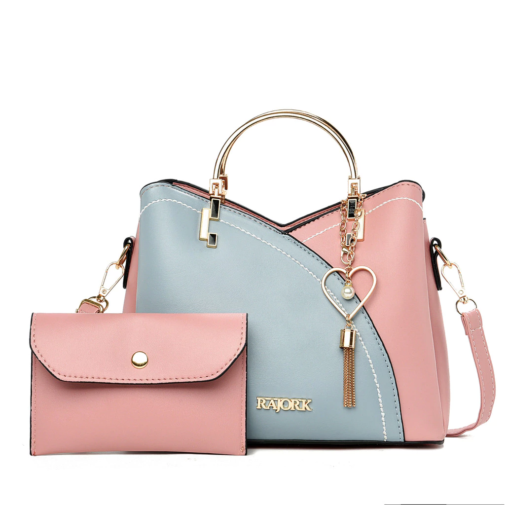 Bolsa Tote Colorblock Simples Feminina de Ombro Clássica Elegante Moderna com Pingente de Borla Tiko — imagem 1