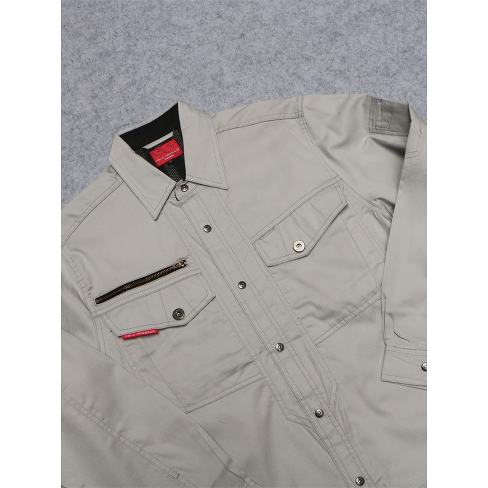 Exportação de comércio exterior japonês única primavera verão masculino puro algodão Multi-bolso macacão camisas de mang