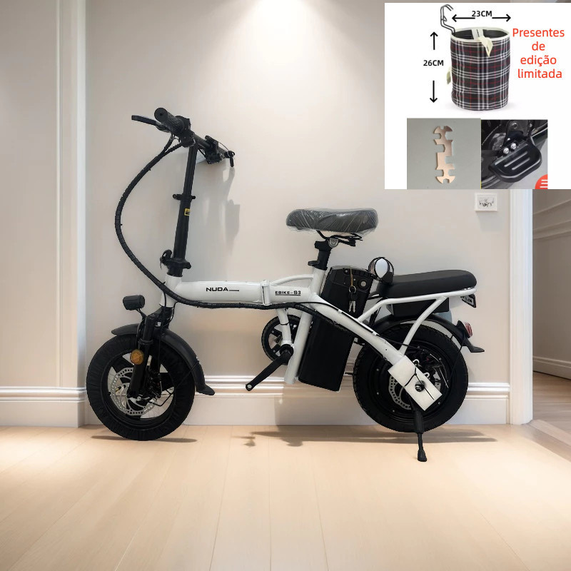 Bicicleta elétrica dobrável para adultos NUDA, pedal tripulado, compras ao ar livre, viagem