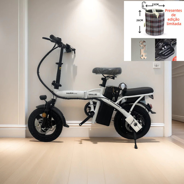 Bicicleta elétrica dobrável para adultos NUDA, pedal tripulado, compras ao ar livre, viagem