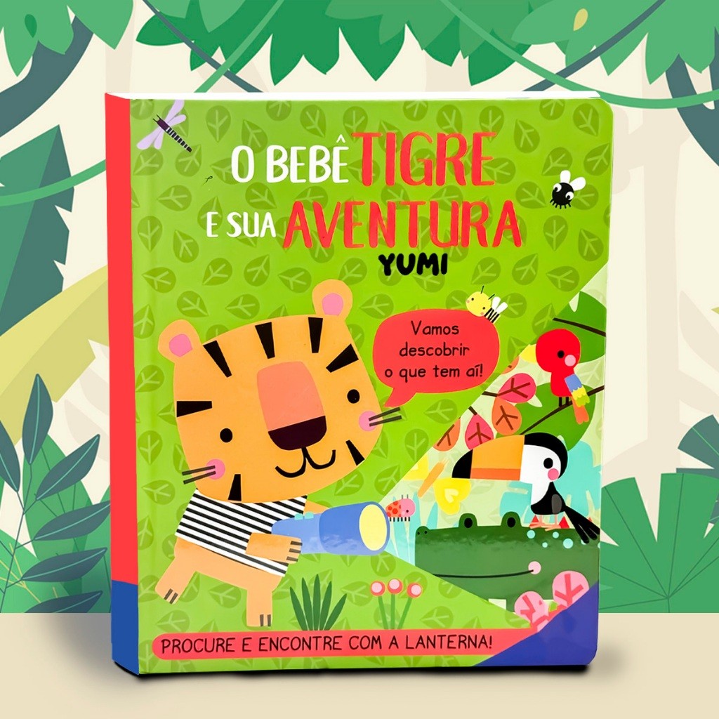 Livro-Lanterna Infantil Animais da Selva – O Bebê Tigre e Sua Aventura | Livro Educativo Interativo