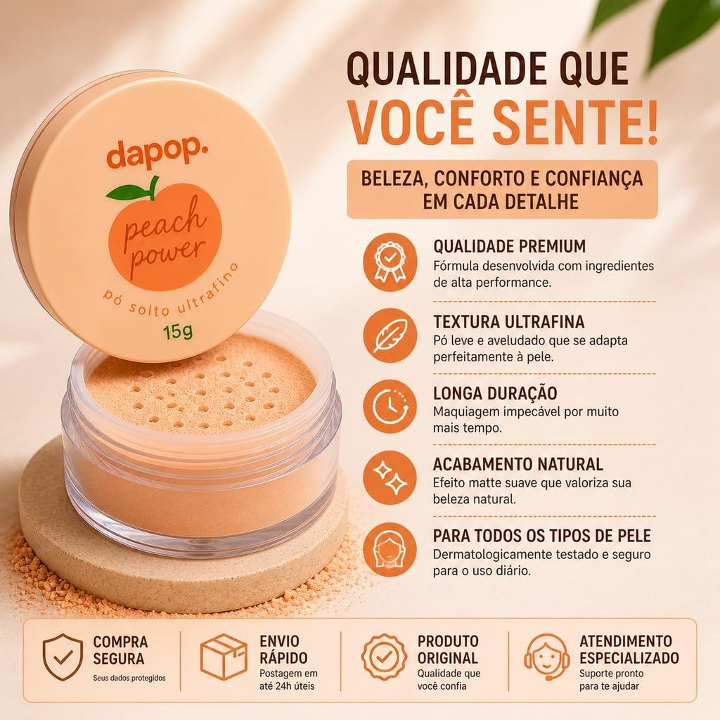 Pó Solto Ultrafino Peach Power Pêssego - Dapop-DP2291