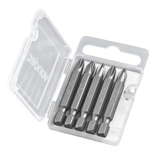 Kit 5 Bits Phillips PH2 50 mm Encaixe 1/4 Vonder
