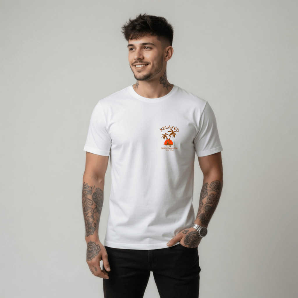 Camiseta Masculina Estampada Relaxed Coqueiro 100% Algodão Premium Camisa Blusa Homem Academia Confortavel Plus Size