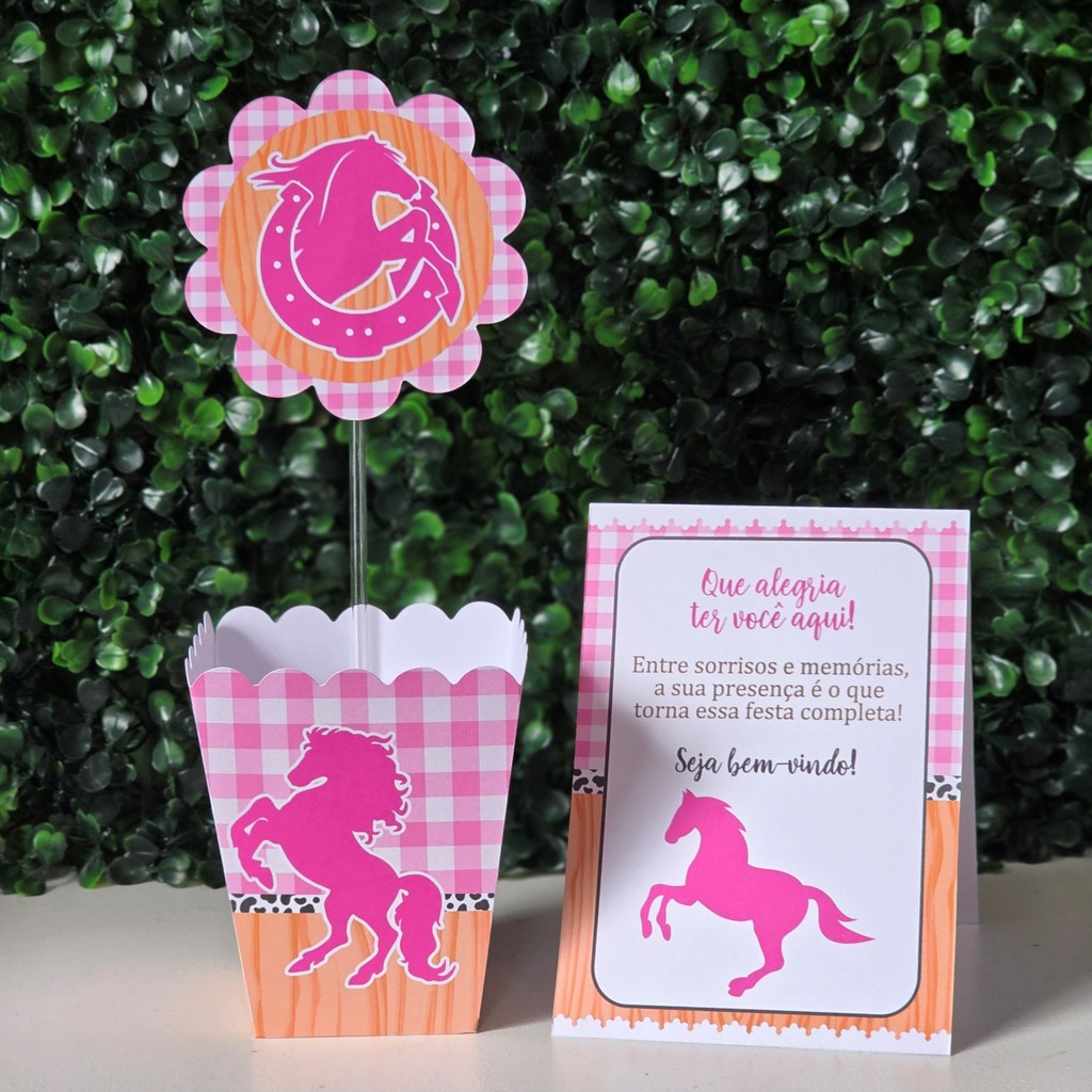 Centros de mesa + Plaquinhas CAVALO MENINA COWGIRL festa infantis lembrancinhas de aniversario decoração personalizados