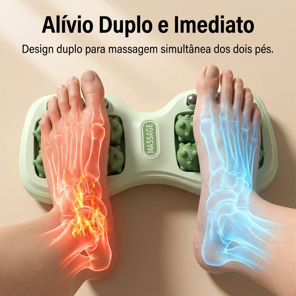 Rolo Massageador de Pés Duplo Massageador Relaxante Para Pés Com Rolos Anatômicos E Pontos De Pressão Uso DiárioPortátil