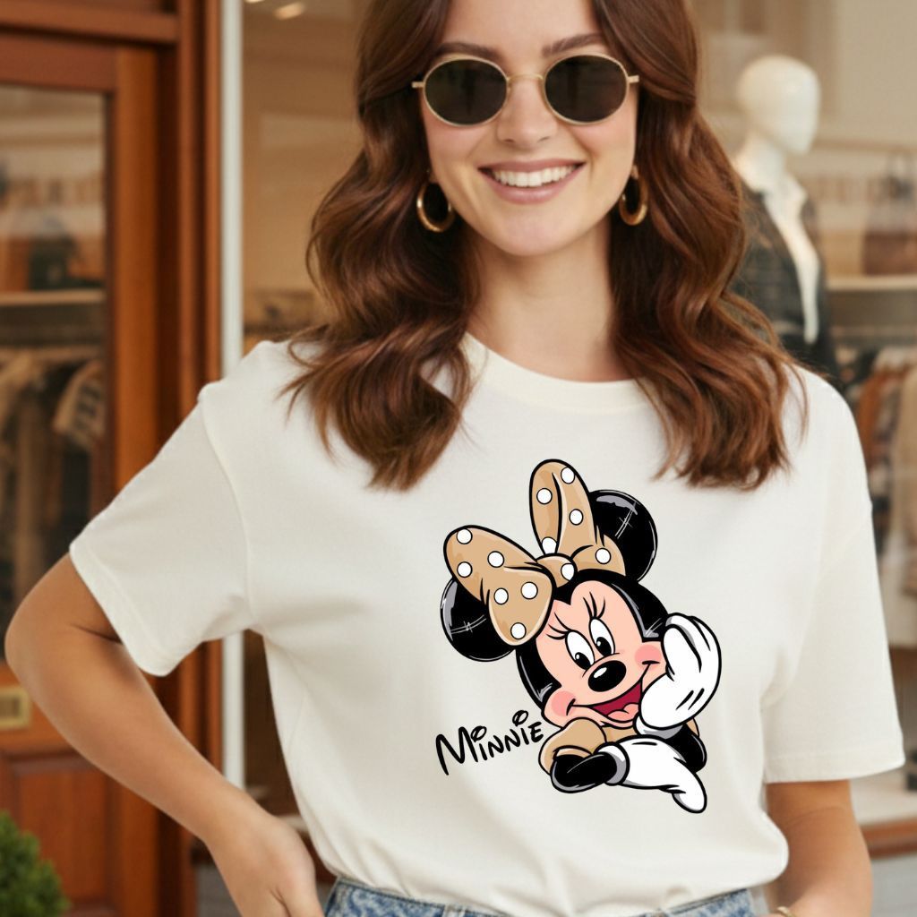 Camiseta Estilosa Feminina Masculina Unissex  Personagem Minnie Desenho  Estilosa 100% Algodão Casual ENVIO IMEDIATO