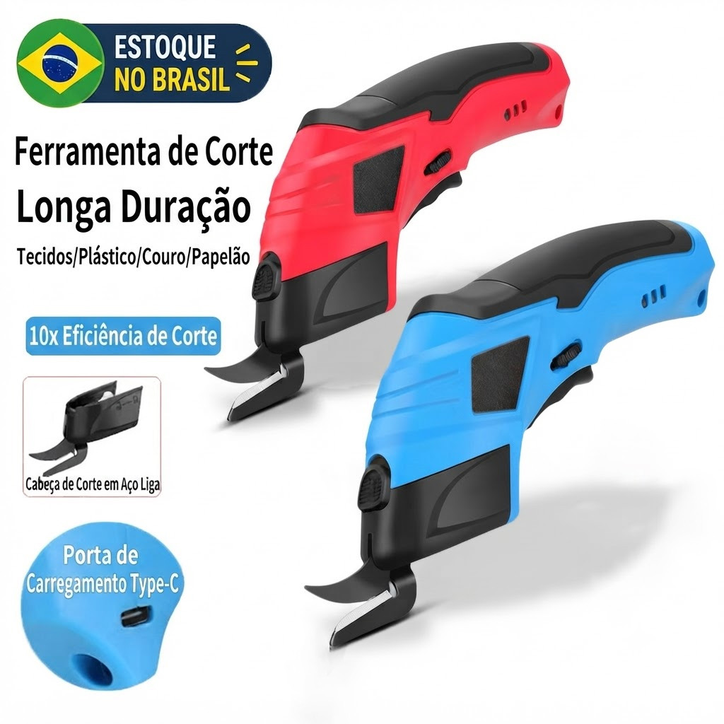Tesoura Elétrica Para Tecido Recarregável Sem Fio Portátil Cortador Para Couro Plástico Papelão E Artesanato