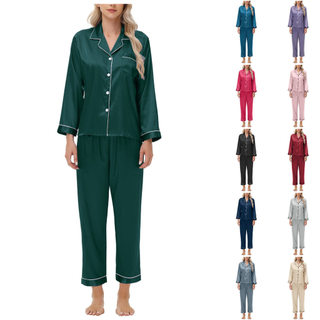 Shopee Pijama de seda gelada feminino manga comprida cetim tamanho grande 2026