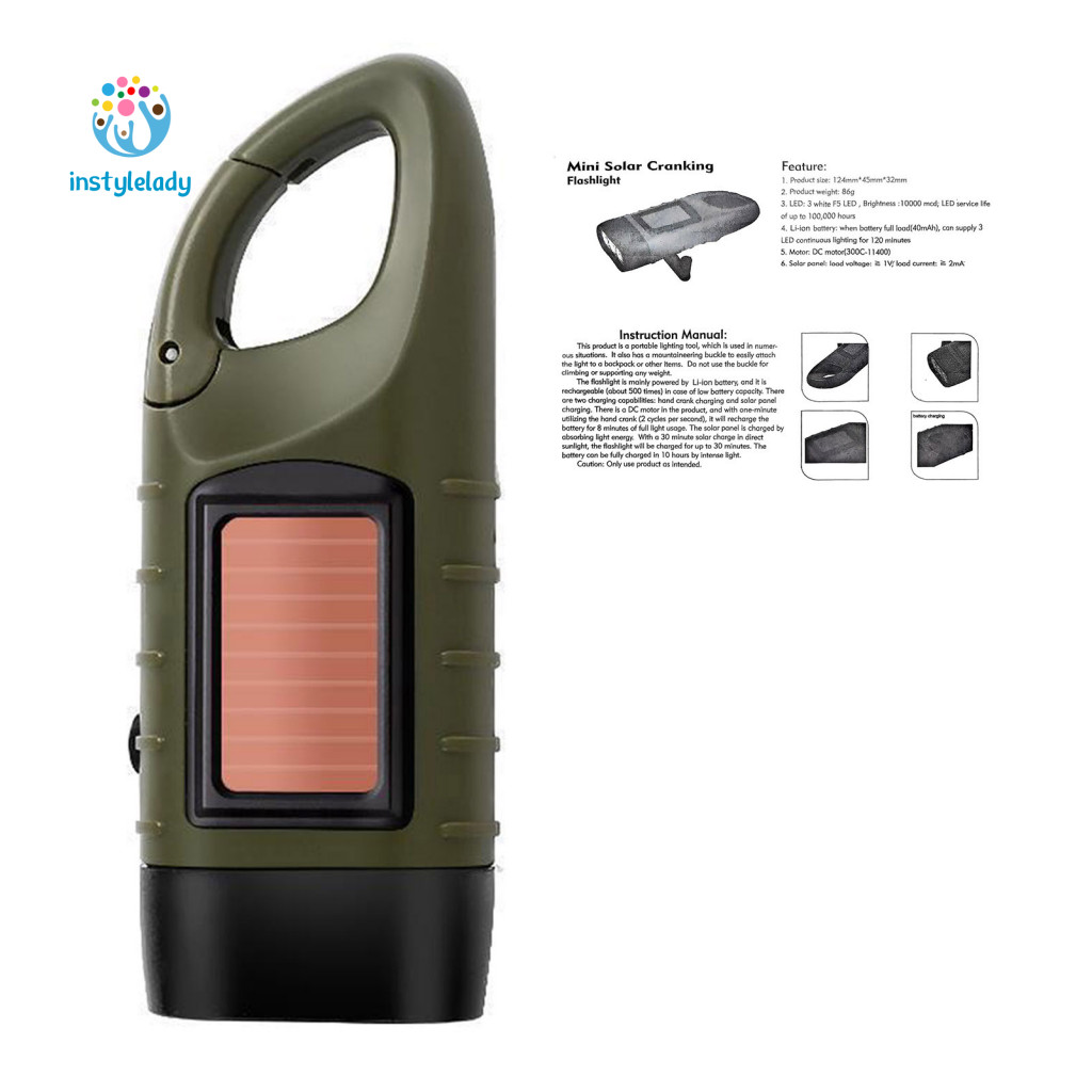 instylelady Lanterna De Aventura Ao Ar Livre Compacta Para Caminhada Solar 5 Em 1 De Emergência Com Carregamento Tipo c 