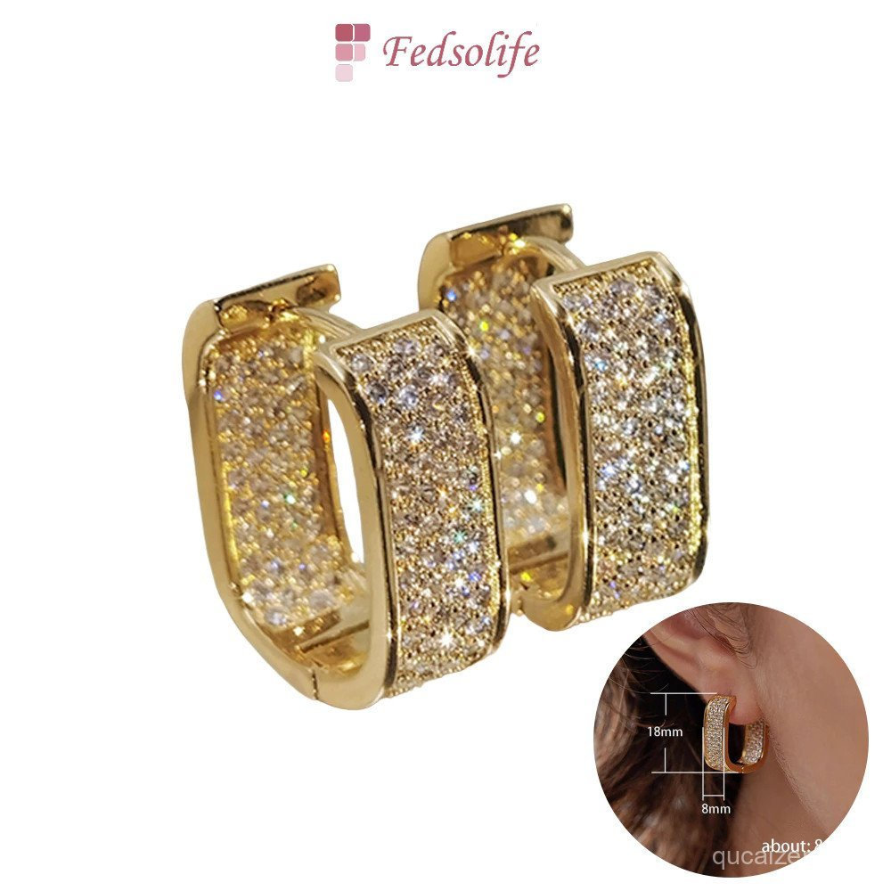 Fedsolife Brincos de diamante Brincos da moda Brincos femininos banhados a ouro