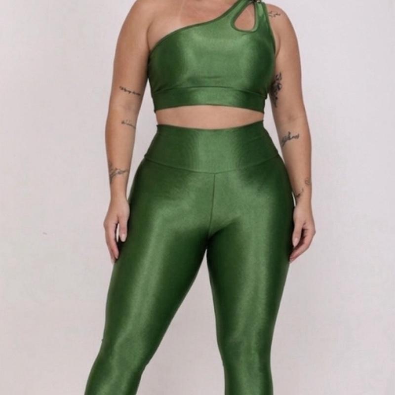 Conjunto Academia Feminino Cirre Legging Cós Alto + Top Cropped Compressão Modela Corpo Levanta Bumbum Treino.