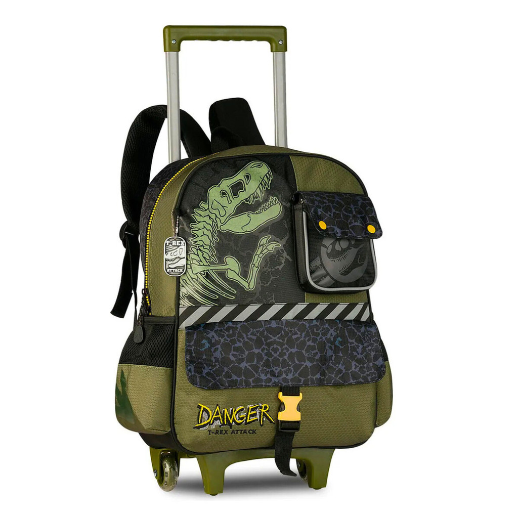Mochila de Rodinhas Infantil Danger T-Rex - Clio Style