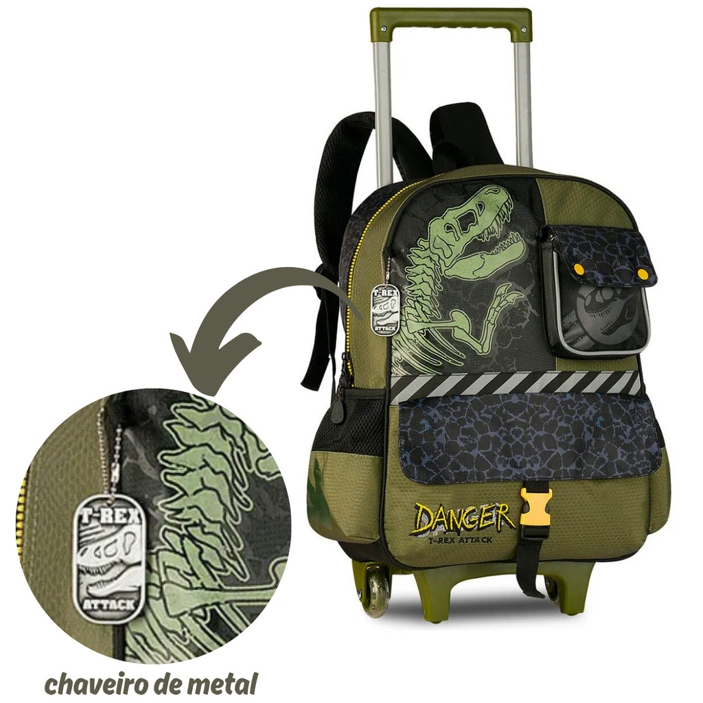 Mochila de Rodinhas Infantil Danger T-Rex - Clio Style · foto 2