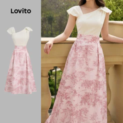 Lovito Vestido Elegante com Flores Vestido de Primavera/verão para mulheres LK7ED960