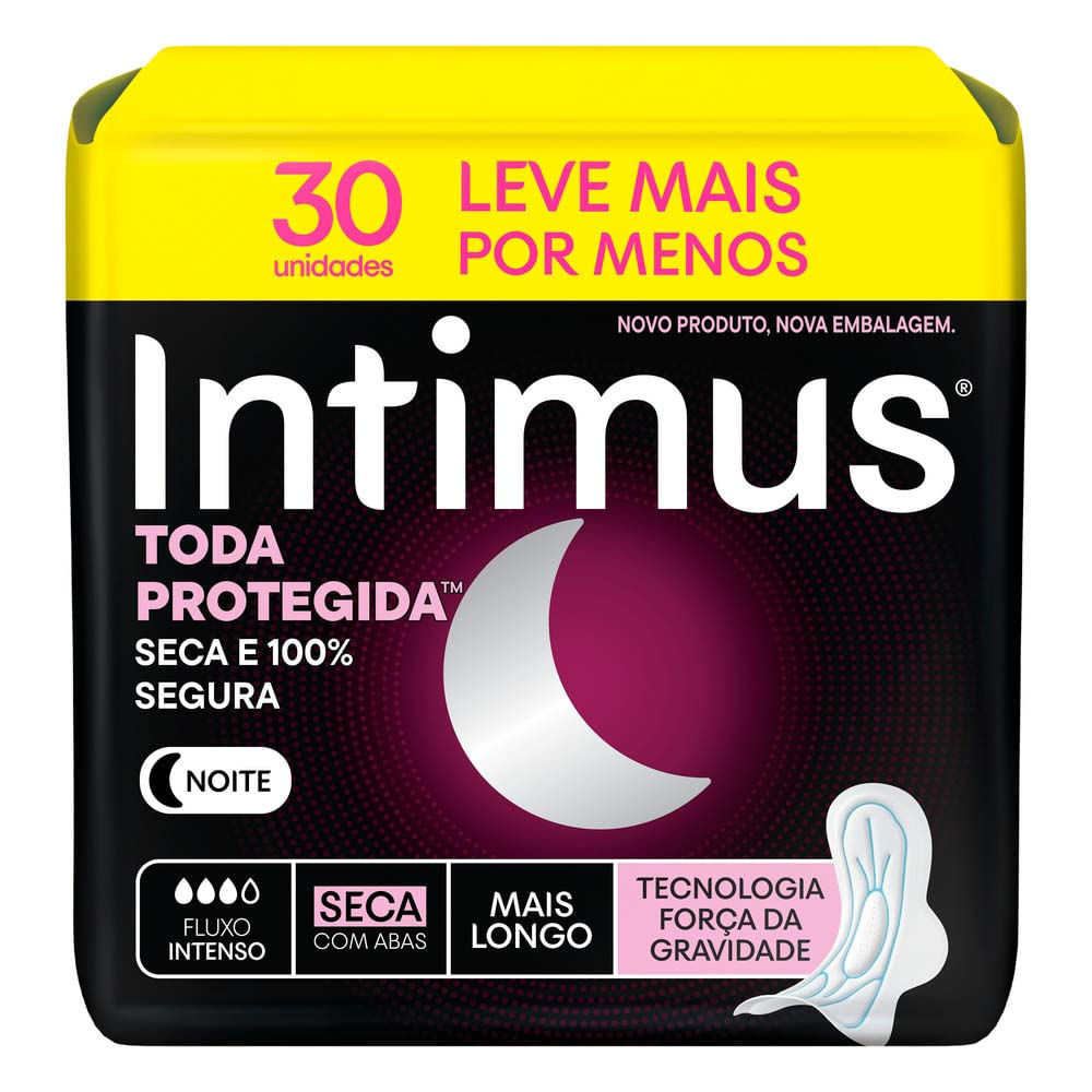 Absorvente Intimus Toda Protegida Noturno Seca com Abas 30 Unidades Leve Mais Por Menos