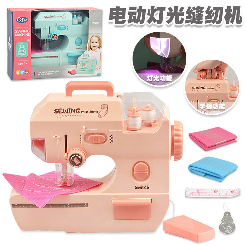 Máquina de costura elétrica infantil, Mini casa de brincar, pequenos eletrodomésticos, brinquedos, meninas, jardim de in