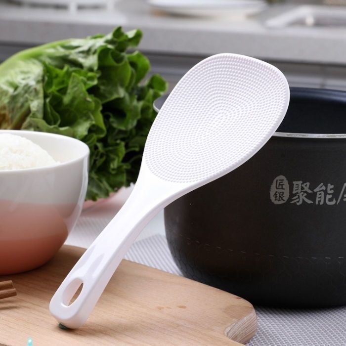 Colher de arroz doméstica antiaderente pá de arroz criativo servindo arroz ferramenta útil plástico grande colher de arr