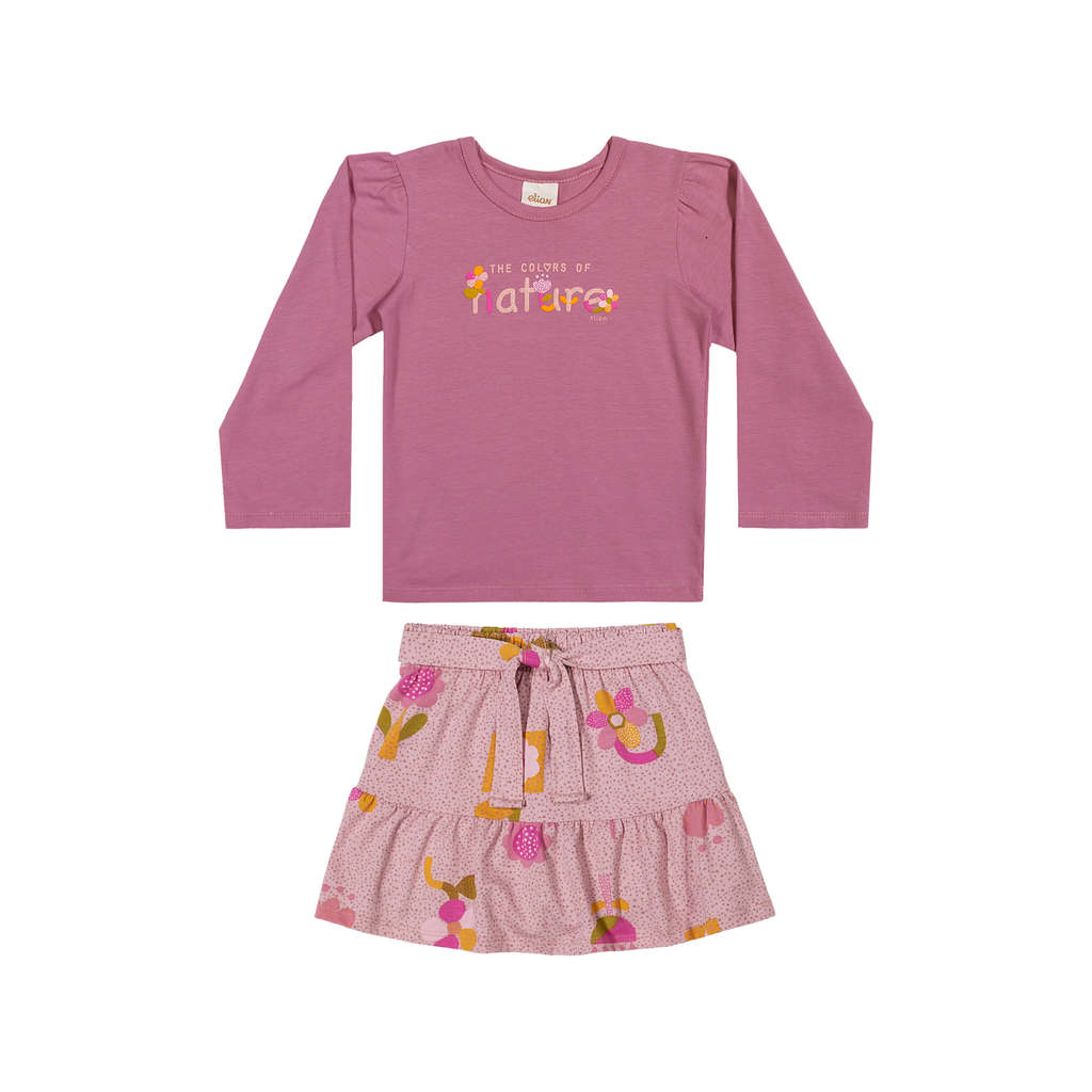 Conjunto Infantil Menina Glitter Nature Elian Rosa