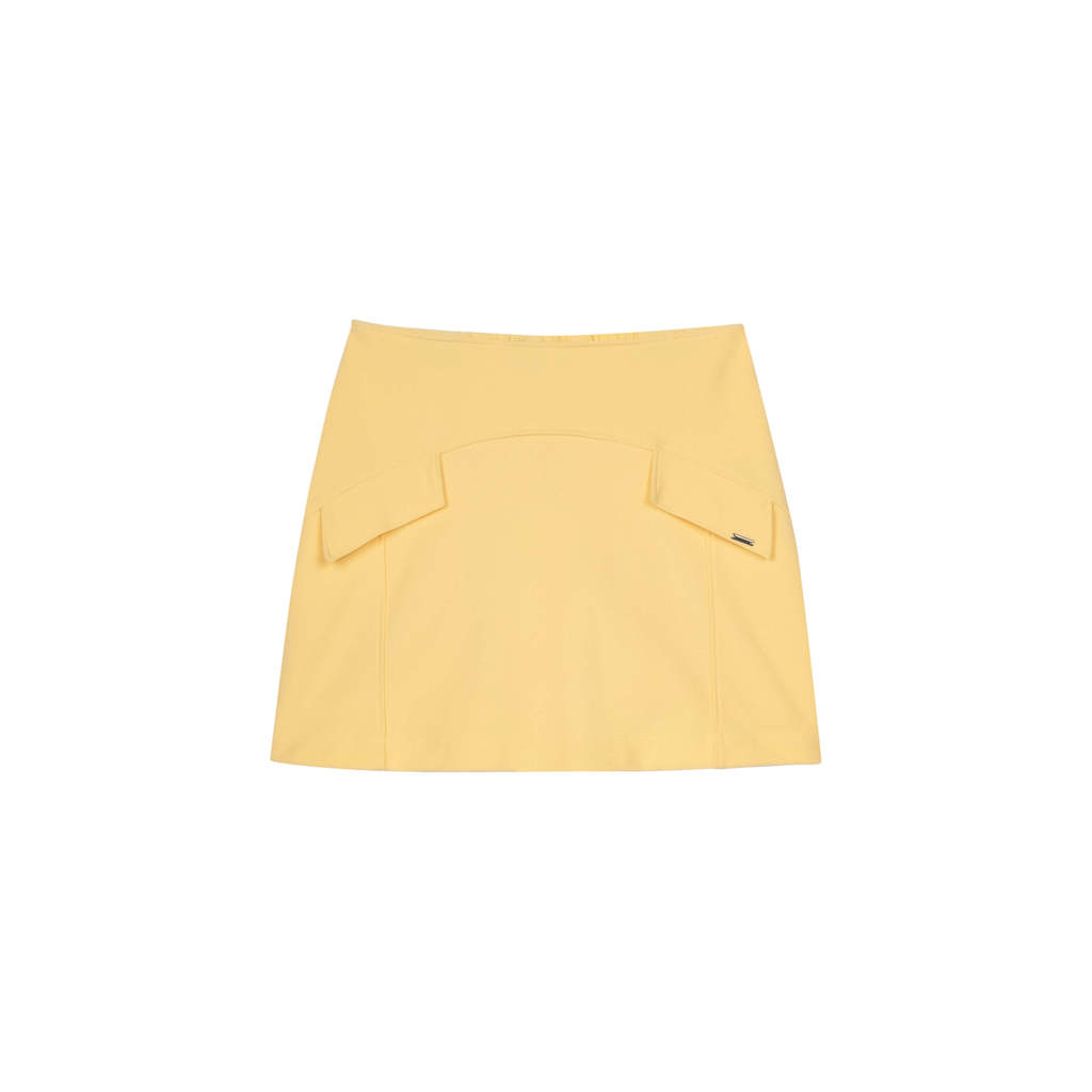 Short Saia Feminino Recortes Lapela Marialícia Amarelo