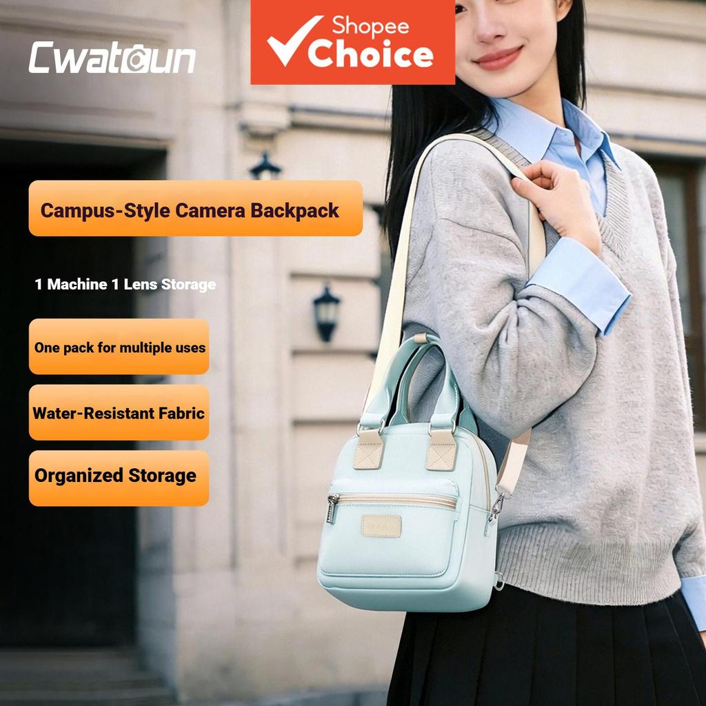 Bolsa de câmera estilo preppy para mulheres, mochila para câmeras DSLR com compartimento acolchoado para câmeras