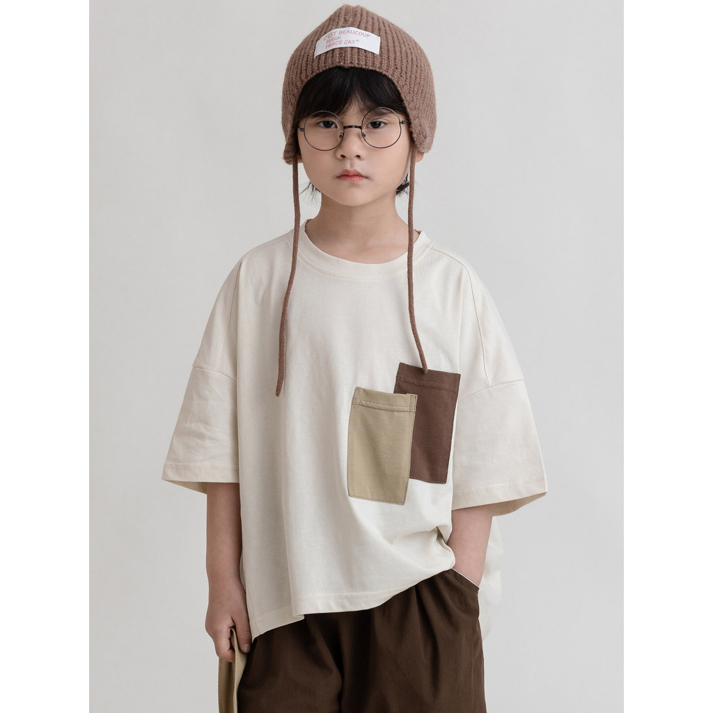 Camiseta solta de manga média verão menino topo versão coreana crianças algodão puro menino roupas de verão meninas casu